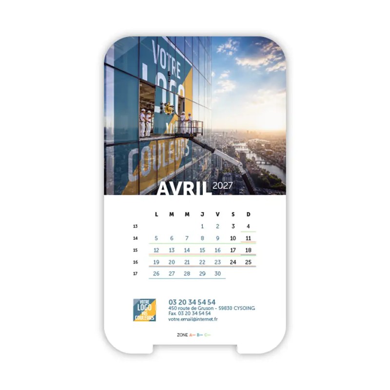 Calendrier support téléphone personnalisé - Visiocal Logo intégré Grandiose