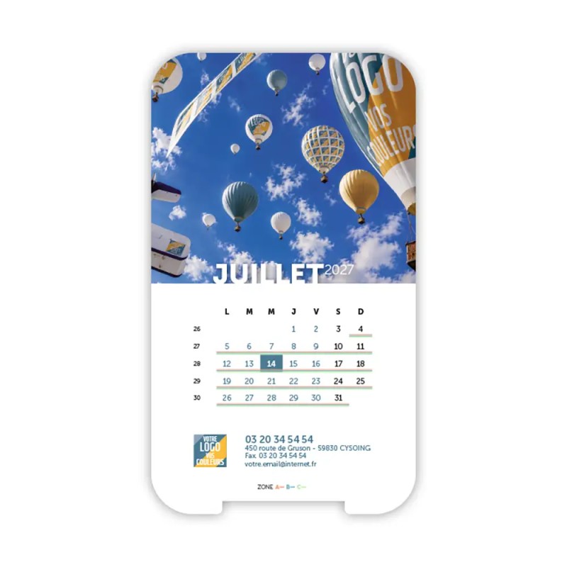 Calendrier support téléphone personnalisé - Visiocal Logo intégré Grandiose
