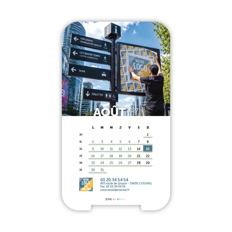 Calendrier support téléphone personnalisé - Visiocal Logo intégré Grandiose