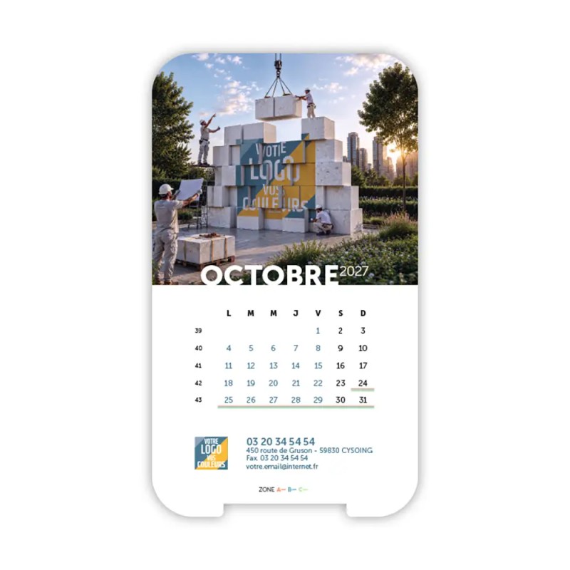 Calendrier support téléphone personnalisé - Visiocal Logo intégré Grandiose