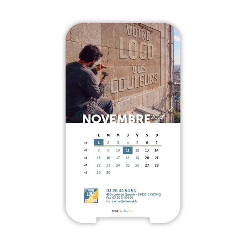 Calendrier support téléphone personnalisé - Visiocal Logo intégré Grandiose