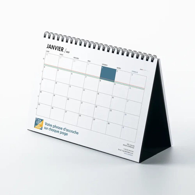 Calendrier chevalet A5 (21x15 cm) personnalisé - Logo intégré Grandiose