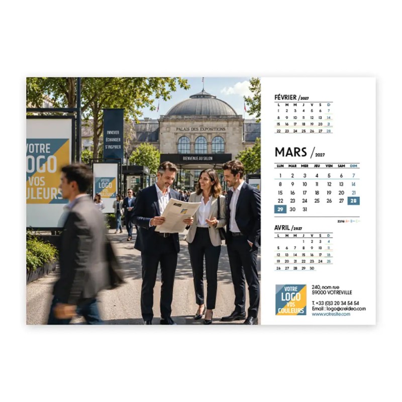 Calendrier chevalet A5 (21x15 cm) personnalisé - Logo intégré Grandiose