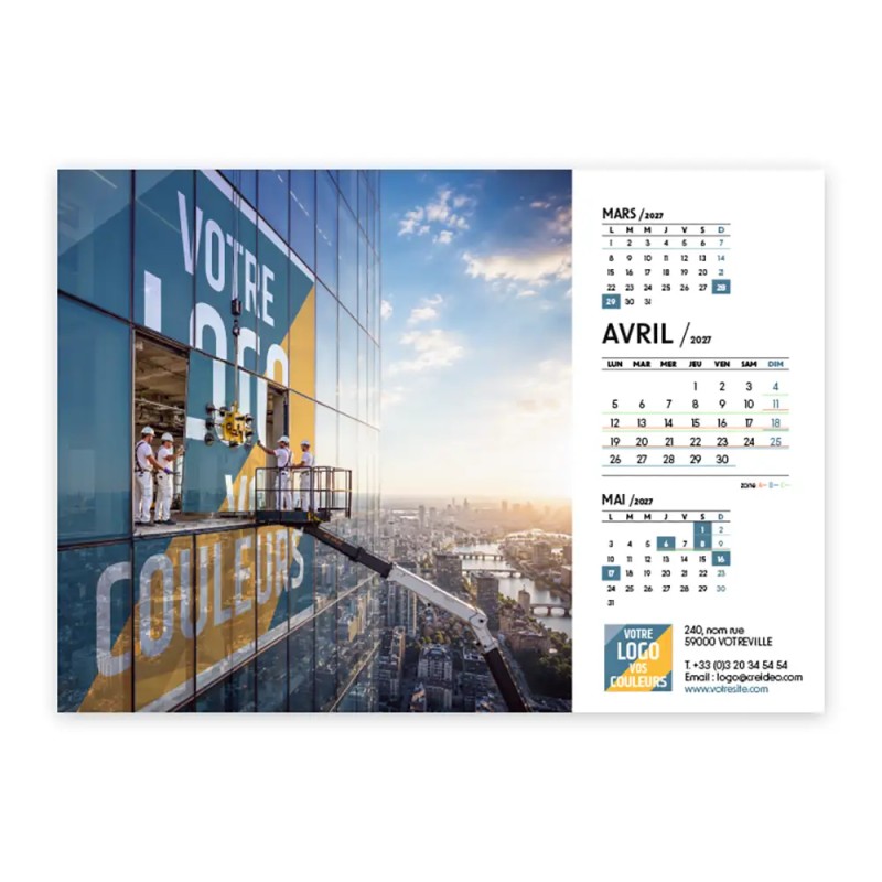 Calendrier chevalet A5 (21x15 cm) personnalisé - Logo intégré Grandiose
