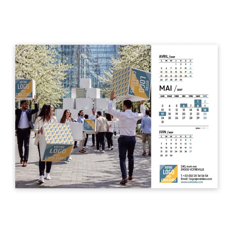 Calendrier chevalet A5 (21x15 cm) personnalisé - Logo intégré Grandiose