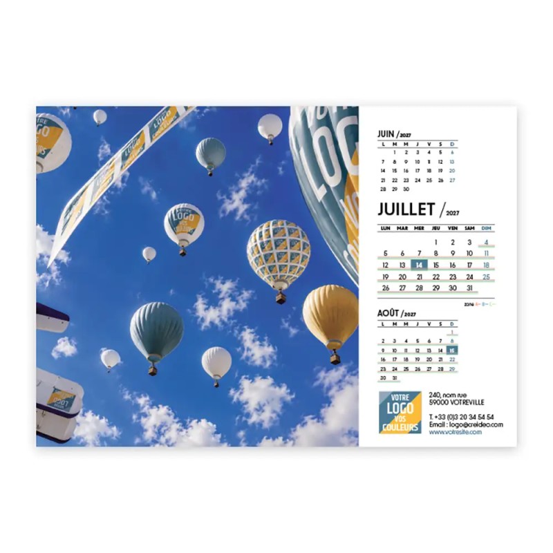 Calendrier chevalet A5 (21x15 cm) personnalisé - Logo intégré Grandiose