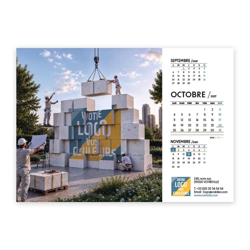 Calendrier chevalet A5 (21x15 cm) personnalisé - Logo intégré Grandiose
