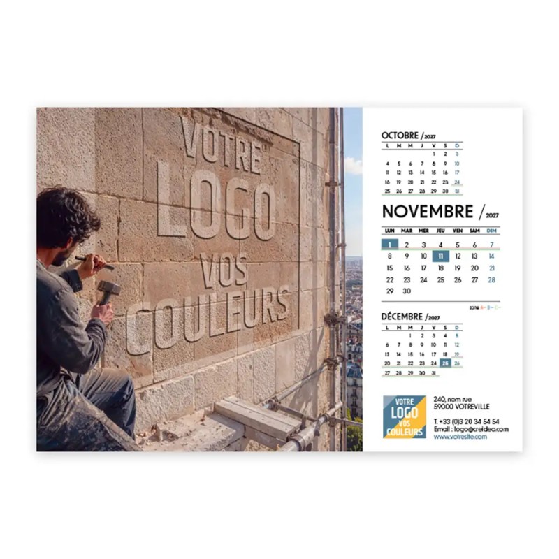 Calendrier chevalet A5 (21x15 cm) personnalisé - Logo intégré Grandiose