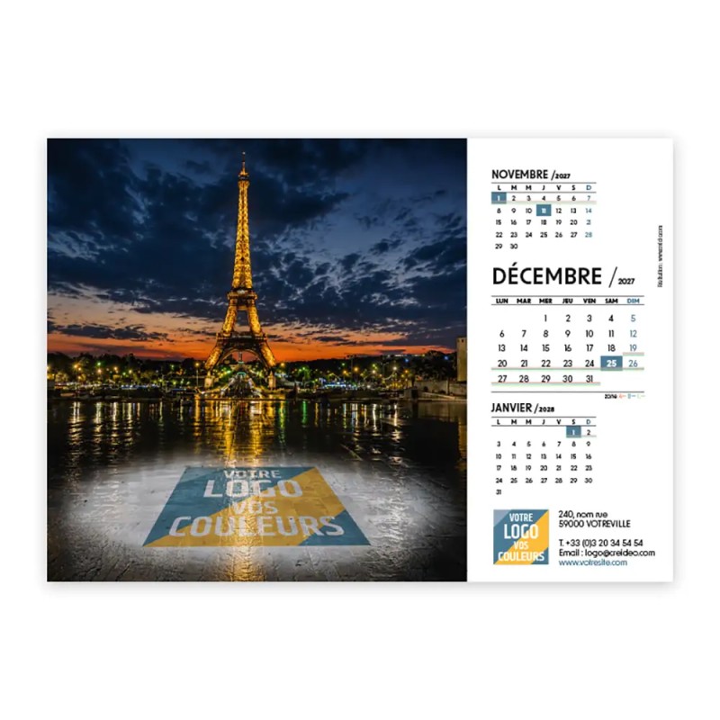 Calendrier chevalet A5 (21x15 cm) personnalisé - Logo intégré Grandiose