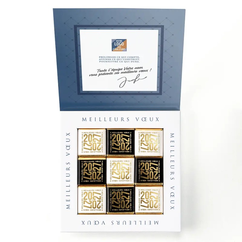 Carte de vœux personnalisée avec chocolats - Ecrin Grid