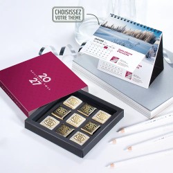 Coffret personnalisé calendrier et 9 chocolats - Duologie Lattice