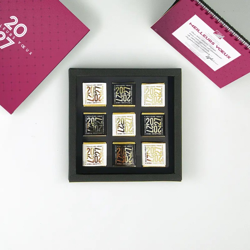 Coffret personnalisé calendrier et 9 chocolats - Duologie Lattice