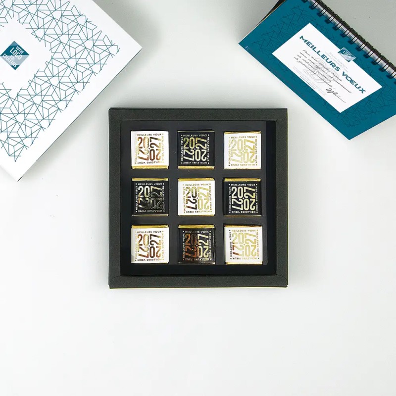 Coffret personnalisé calendrier et 9 chocolats - Duologie Alinéa