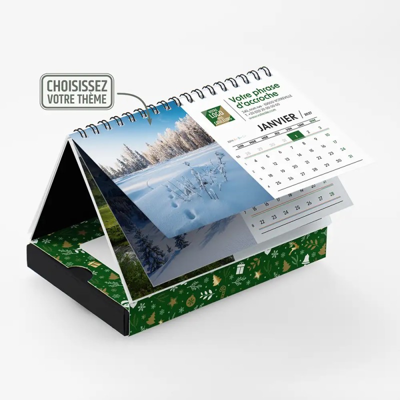 Coffret personnalisé avec calendrier et papillotes de chocolat - Calcao Réveillon