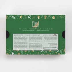 Coffret personnalisé avec calendrier et papillotes de chocolat - Calcao Réveillon