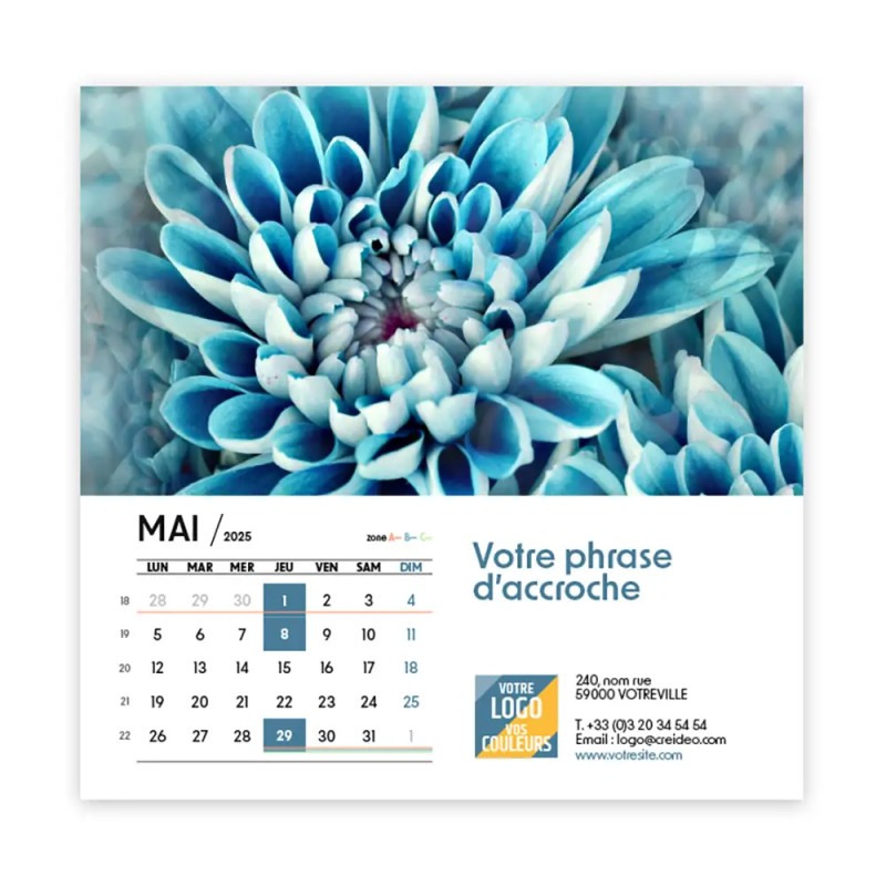 Photo de mai du calendrier chevalet carré personnalisé