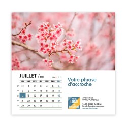 Photo de juillet du calendrier chevalet carré personnalisé