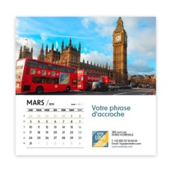 Photo avec logo intégré de mars du Calendrier chevalet carré personnalisé