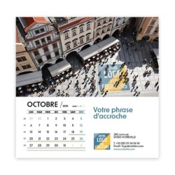 Photo avec logo intégré d'octobre du Calendrier chevalet carré personnalisé