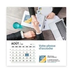 Photo avec logo intégré d'août du Calendrier chevalet carré personnalisé