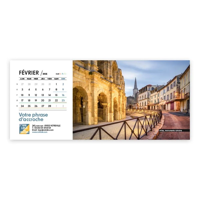 Photo de février du calendrier chevalet horizontal personnalisé