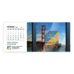 Photo avec logo intégré de février du calendrier chevalet horizontal personnalisé