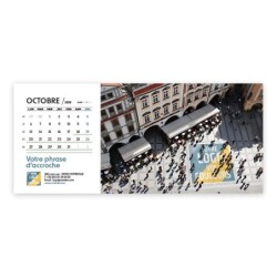 Photo avec logo intégré d'octobre du Calendrier chevalet horizontal personnalisé