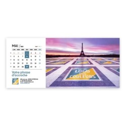 Photo avec logo intégré de mai du Calendrier chevalet horizontal personnalisé